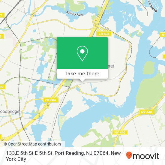 Mapa de 133,E 5th St E 5th St, Port Reading, NJ 07064