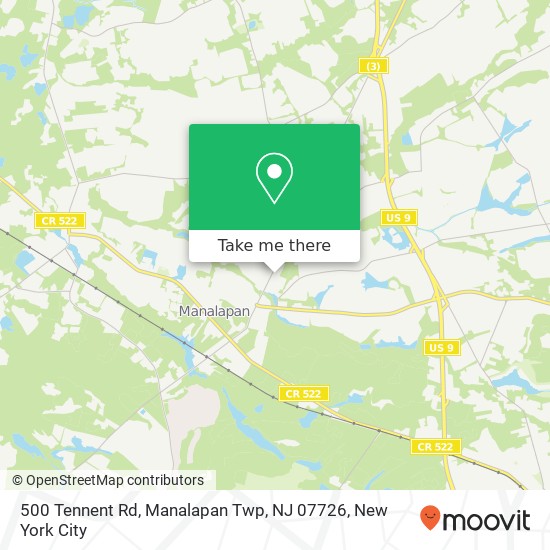 Mapa de 500 Tennent Rd, Manalapan Twp, NJ 07726