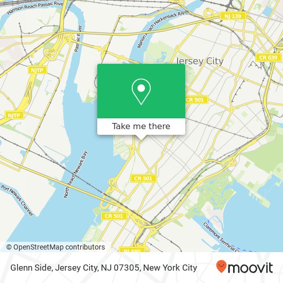 Mapa de Glenn Side, Jersey City, NJ 07305