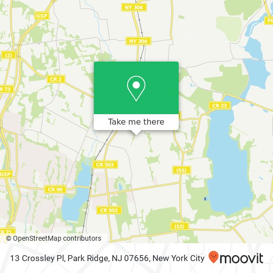 Mapa de 13 Crossley Pl, Park Ridge, NJ 07656