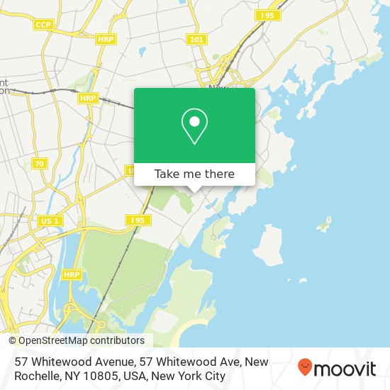 Mapa de 57 Whitewood Avenue, 57 Whitewood Ave, New Rochelle, NY 10805, USA