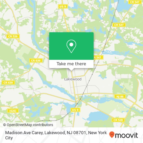 Mapa de Madison Ave Carey, Lakewood, NJ 08701