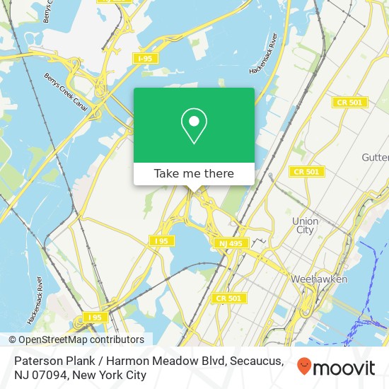 Mapa de Paterson Plank / Harmon Meadow Blvd, Secaucus, NJ 07094