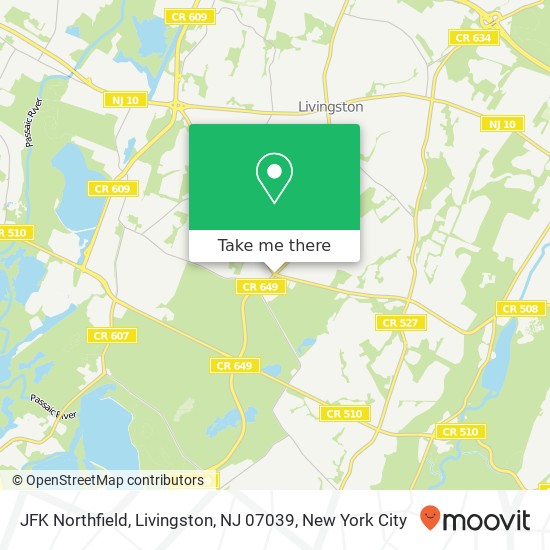 Mapa de JFK Northfield, Livingston, NJ 07039