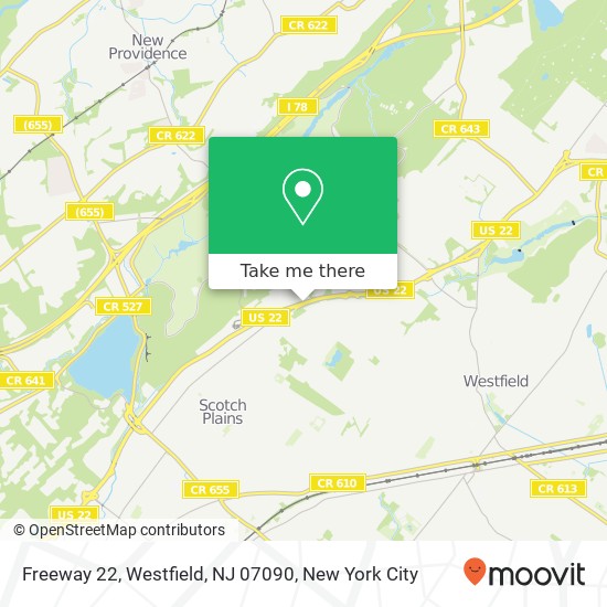 Mapa de Freeway 22, Westfield, NJ 07090