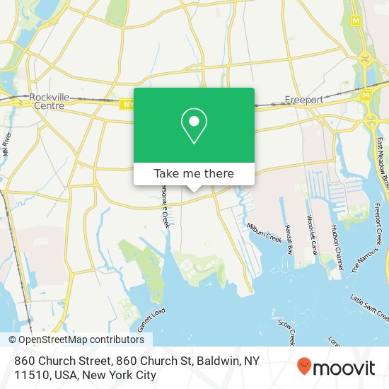 860 Church Street, 860 Church St, Baldwin, NY 11510, USA map