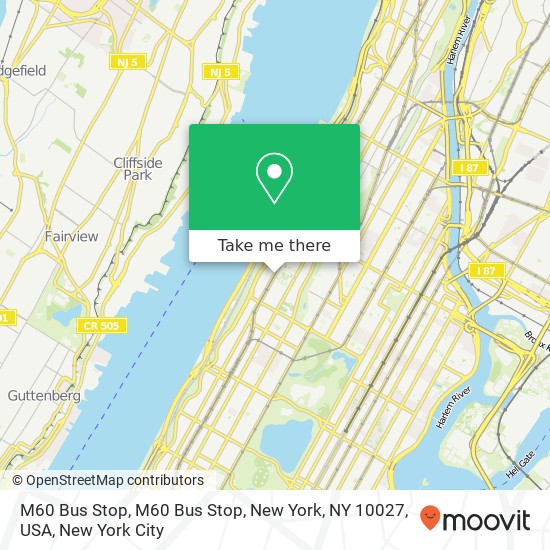 Mapa de M60 Bus Stop, M60 Bus Stop, New York, NY 10027, USA