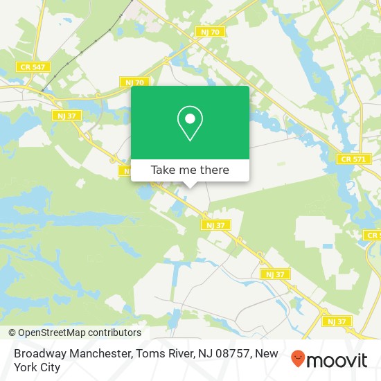 Mapa de Broadway Manchester, Toms River, NJ 08757