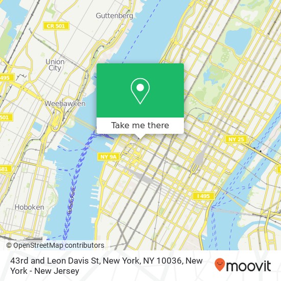 43rd and Leon Davis St, New York, NY 10036 map