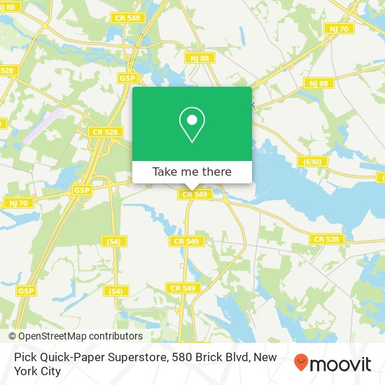 Mapa de Pick Quick-Paper Superstore, 580 Brick Blvd