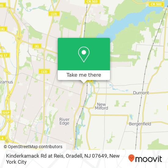 Mapa de Kinderkamack Rd at Reis, Oradell, NJ 07649