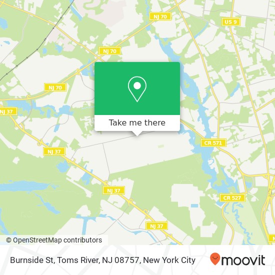 Mapa de Burnside St, Toms River, NJ 08757