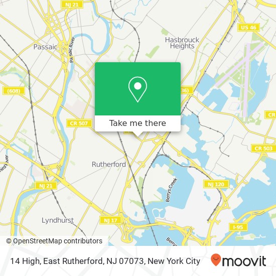 Mapa de 14 High, East Rutherford, NJ 07073