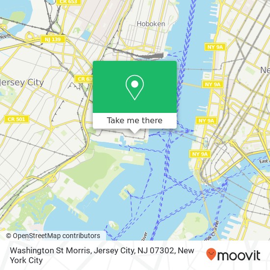 Mapa de Washington St Morris, Jersey City, NJ 07302