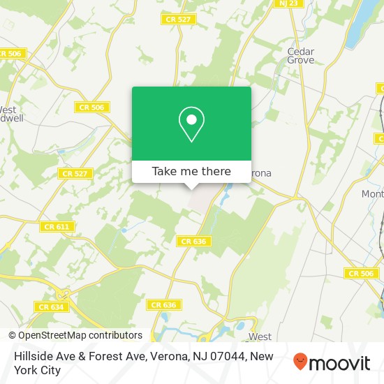 Mapa de Hillside Ave & Forest Ave, Verona, NJ 07044