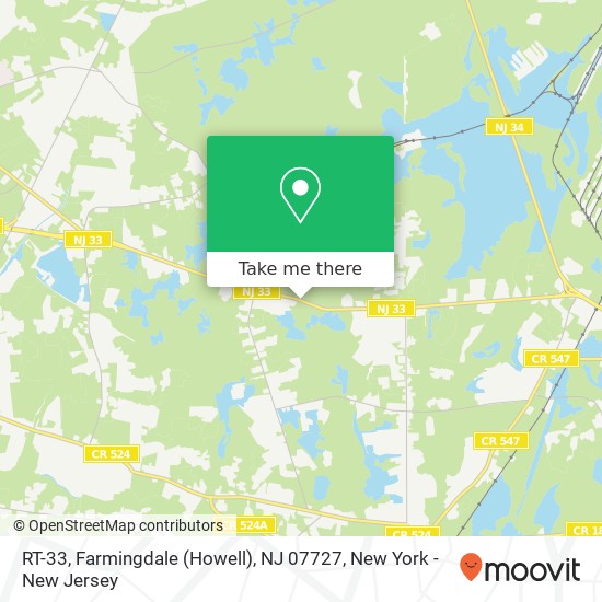 Mapa de RT-33, Farmingdale (Howell), NJ 07727
