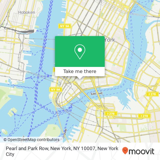 Pearl and Park Row, New York, NY 10007 map