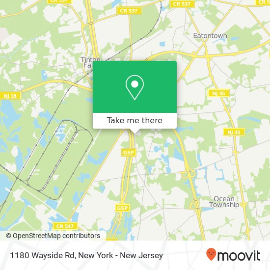 Mapa de 1180 Wayside Rd, Tinton Falls, NJ 07712