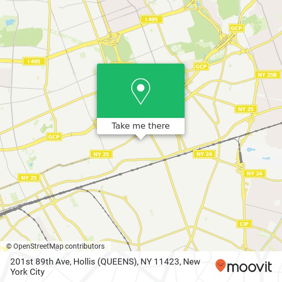 Mapa de 201st 89th Ave, Hollis (QUEENS), NY 11423