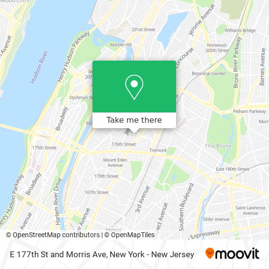 E 177th St and Morris Ave map
