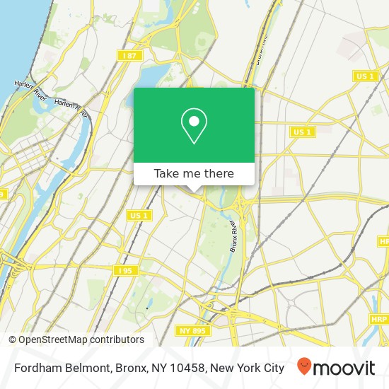 Mapa de Fordham Belmont, Bronx, NY 10458