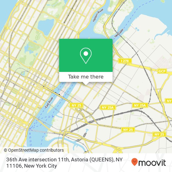36th Ave intersection 11th, Astoria (QUEENS), NY 11106 map