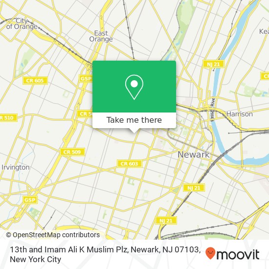 13th and Imam Ali K Muslim Plz, Newark, NJ 07103 map