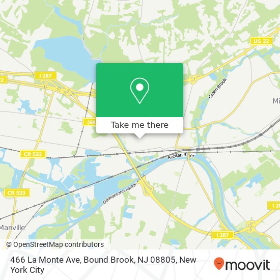 Mapa de 466 La Monte Ave, Bound Brook, NJ 08805