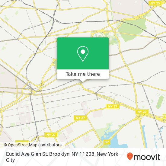 Mapa de Euclid Ave Glen St, Brooklyn, NY 11208