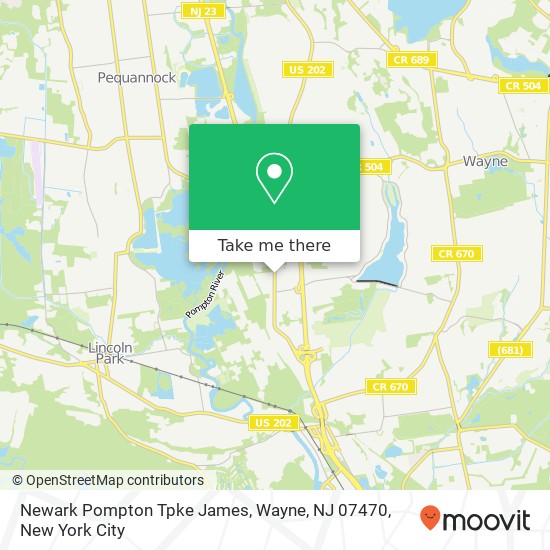 Mapa de Newark Pompton Tpke James, Wayne, NJ 07470