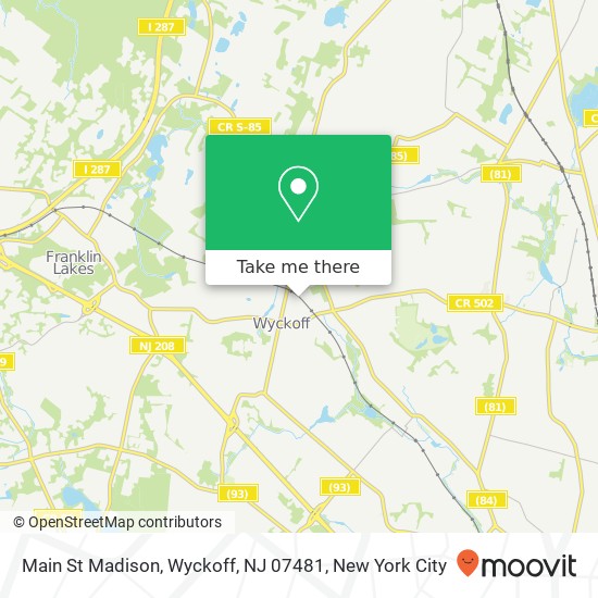 Mapa de Main St Madison, Wyckoff, NJ 07481