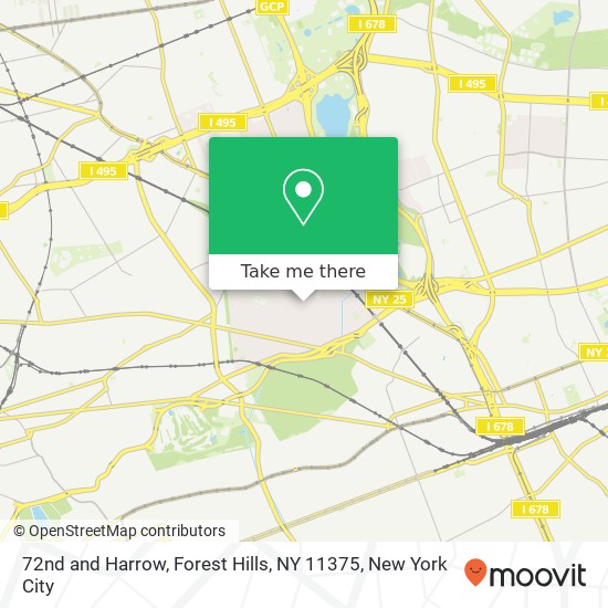 72nd and Harrow, Forest Hills, NY 11375 map