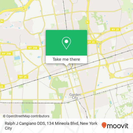 Mapa de Ralph J Cangiano DDS, 134 Mineola Blvd
