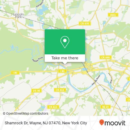 Mapa de Shamrock Dr, Wayne, NJ 07470