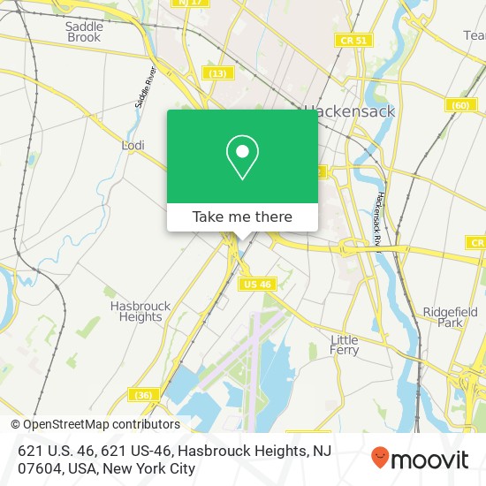 621 U.S. 46, 621 US-46, Hasbrouck Heights, NJ 07604, USA map