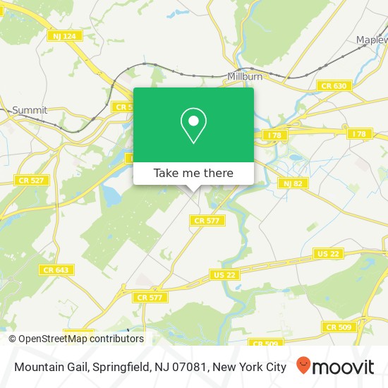 Mapa de Mountain Gail, Springfield, NJ 07081