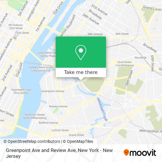 Greenpoint Ave and Review Ave map