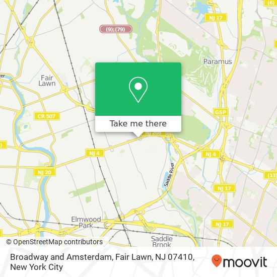 Mapa de Broadway and Amsterdam, Fair Lawn, NJ 07410