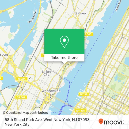 Mapa de 58th St and Park Ave, West New York, NJ 07093