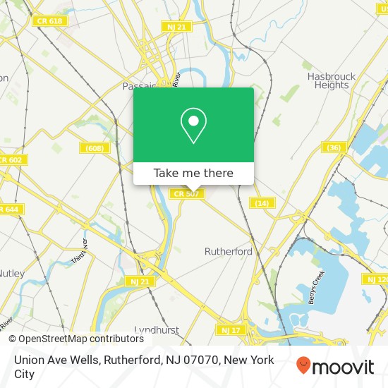 Union Ave Wells, Rutherford, NJ 07070 map
