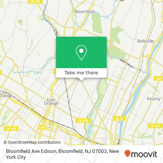 Bloomfield Ave Edison, Bloomfield, NJ 07003 map