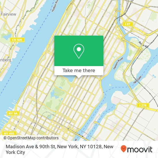 Madison Ave & 90th St, New York, NY 10128 map