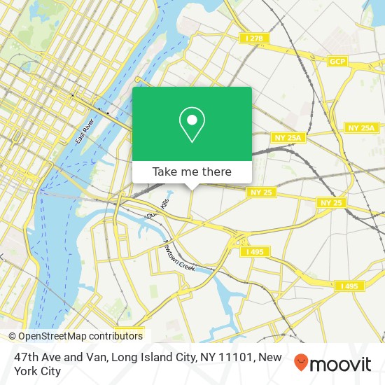 Mapa de 47th Ave and Van, Long Island City, NY 11101