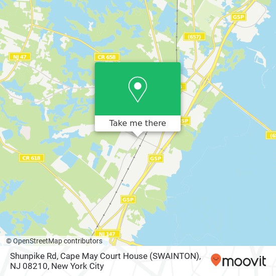 Shunpike Rd, Cape May Court House (SWAINTON), NJ 08210 map