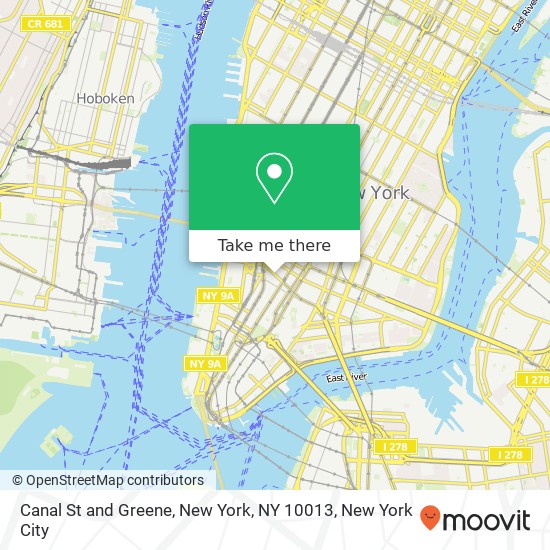 Canal St and Greene, New York, NY 10013 map