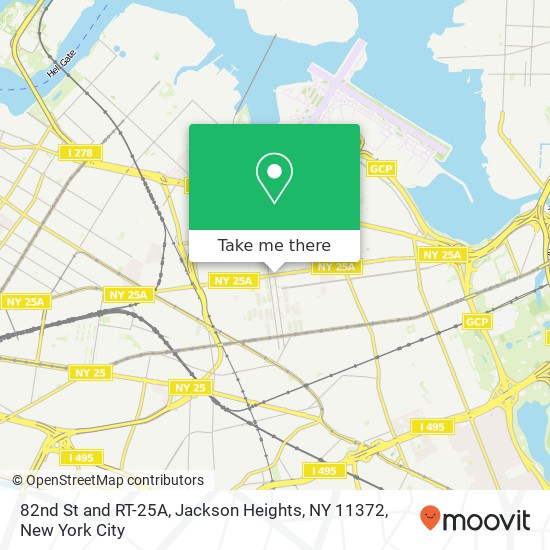 Mapa de 82nd St and RT-25A, Jackson Heights, NY 11372