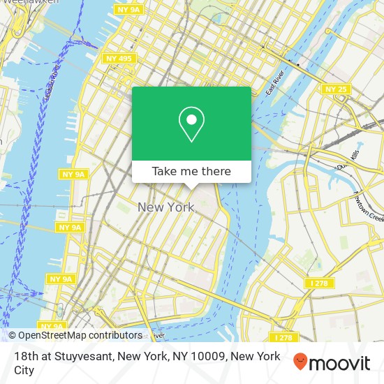 Mapa de 18th at Stuyvesant, New York, NY 10009