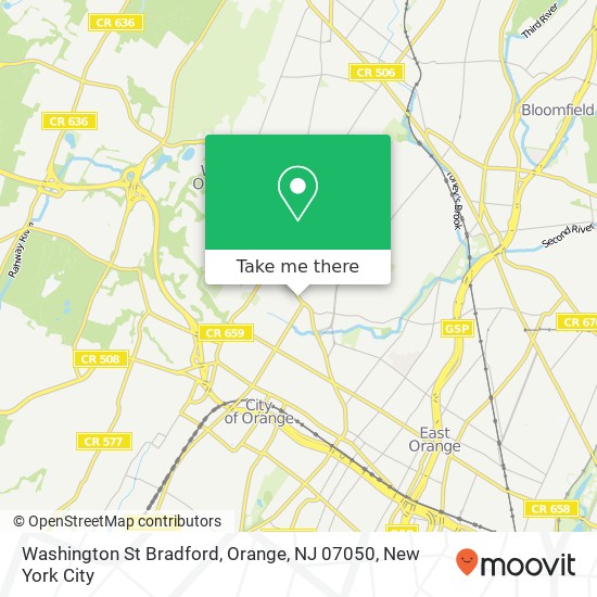 Mapa de Washington St Bradford, Orange, NJ 07050