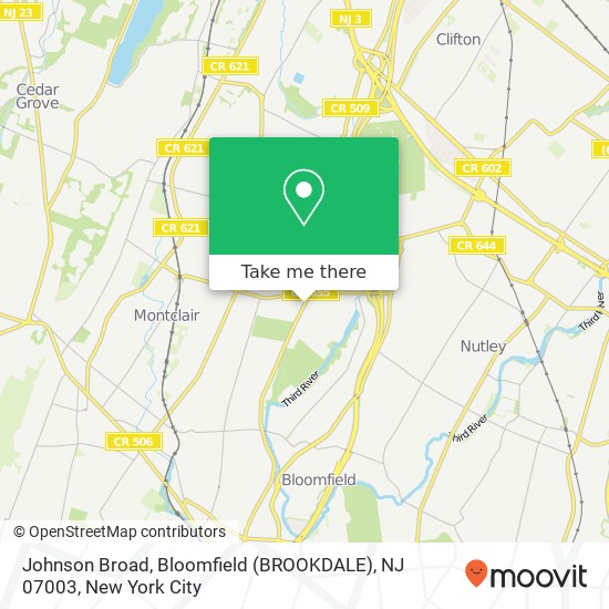 Johnson Broad, Bloomfield (BROOKDALE), NJ 07003 map