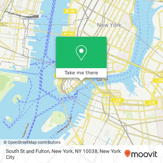 Mapa de South St and Fulton, New York, NY 10038